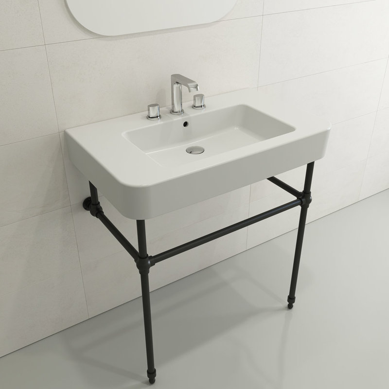 Parma 33.27'' L Bathroom Sink, Matte White, Single-Hole