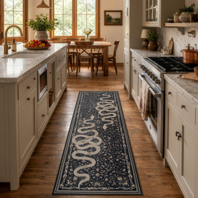 Tapis de couloir noir lavable 2 x 6 Palos Vintage pour tapis de salle à manger