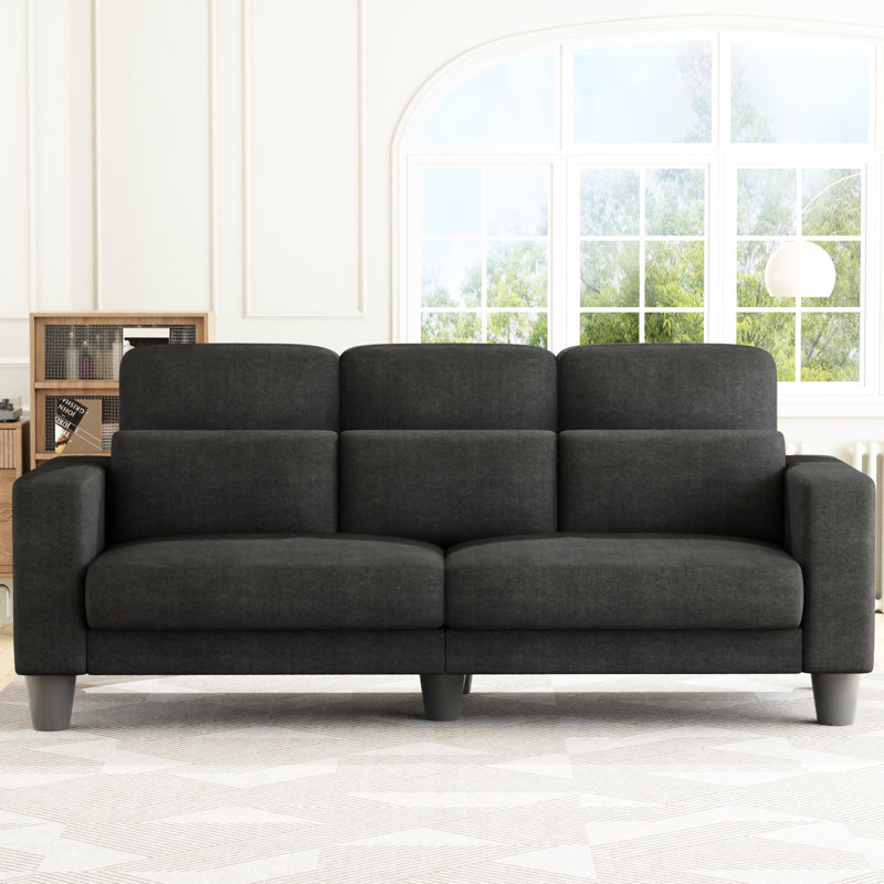 220cm Chenille 2-person sofa with spring cushion package - no tools required for assembly, Dark Grey