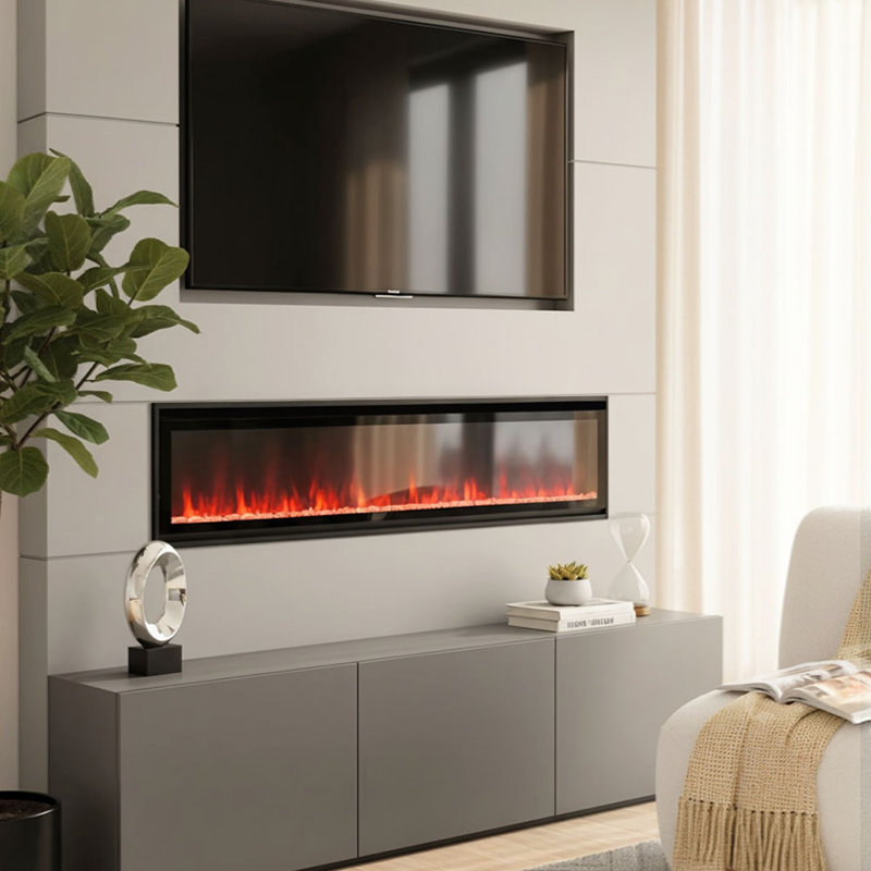 Brayden Studio Electric Fireplace, 34cm H x 152.4cm W x 11cm D