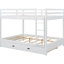 Grand lit superposé en bois blanc avec lit gigogne et cadre, pin de haute qualité, espace de rangement pour lattes solides, fait en espaces partagés-1905658319