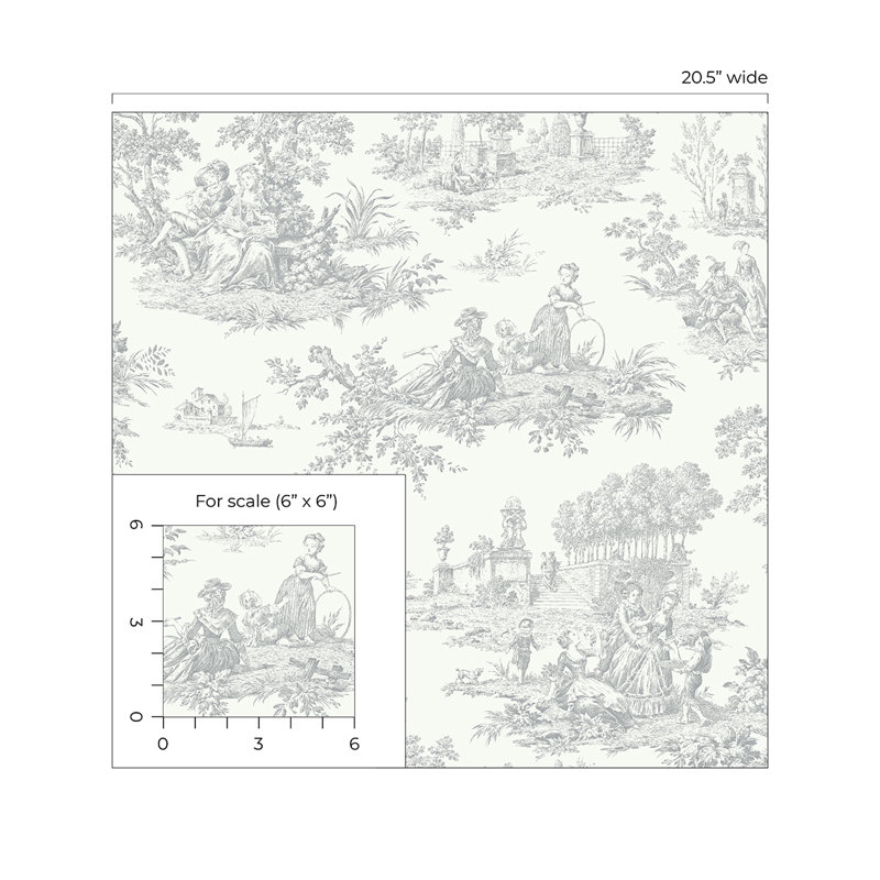 Spurling Peel & Stick Toile Roll, Argos Gray