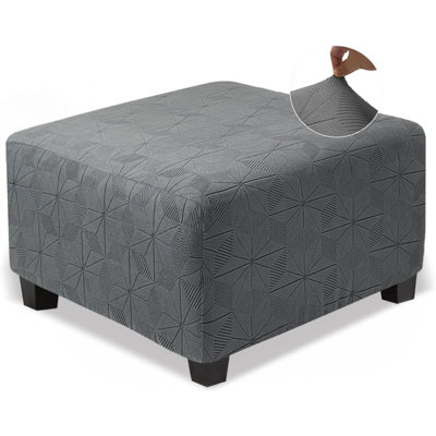 Ottoman Cover Square,Stretch Square Ottoman Covers Slipcover,Soft Knitted Jacquard Cover For Storage Stool,Footstool Protection For Living Room