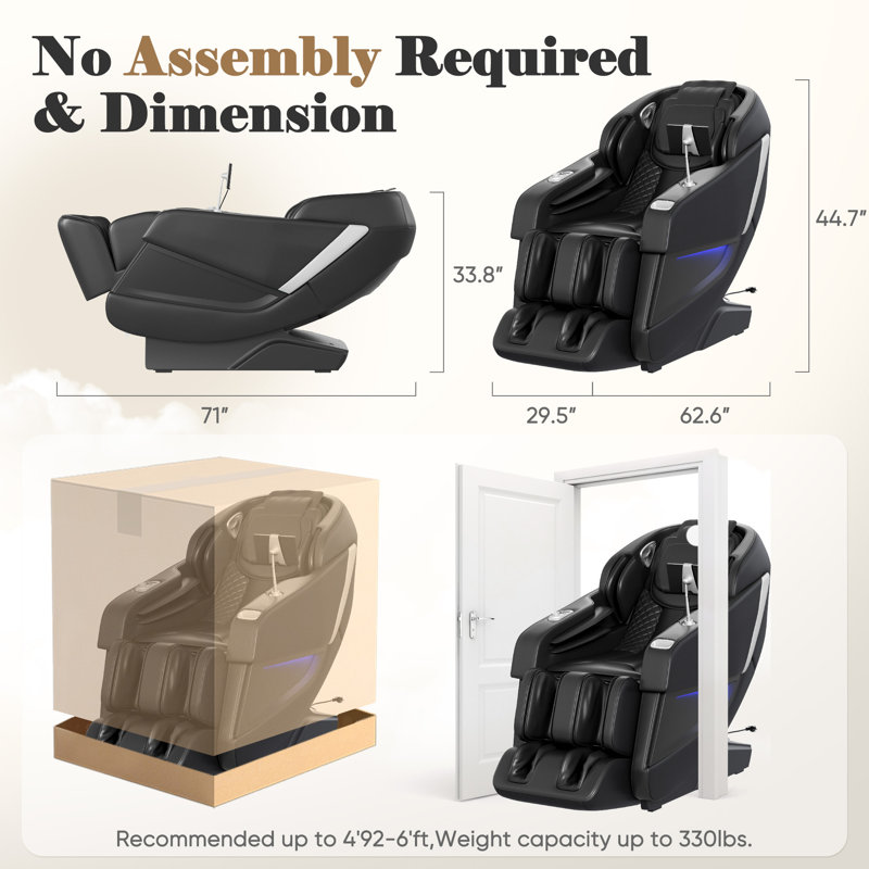 2025 All-new Multi-function Zero-gravity Massage Chair with Full-body Airbag,SL track with AI Voice, LED Aange Lights, Waist and Calf Heating, and On-screen Controller
