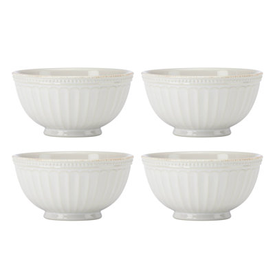 French Perle Groove White Groove All-Purpose Bowls, Set Of 4