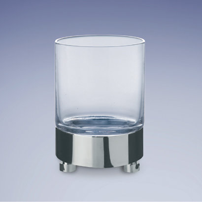 Verre rond en verre givré, Chrome avec verre transparent