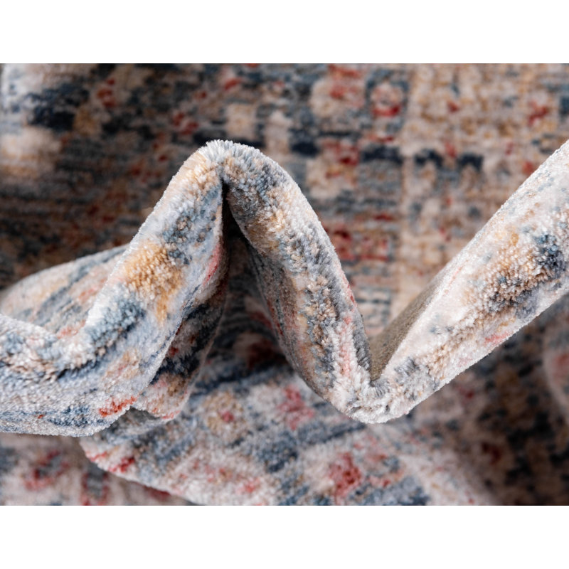 Tapis bleu / beige Araya, Rond 3 pi 3 po