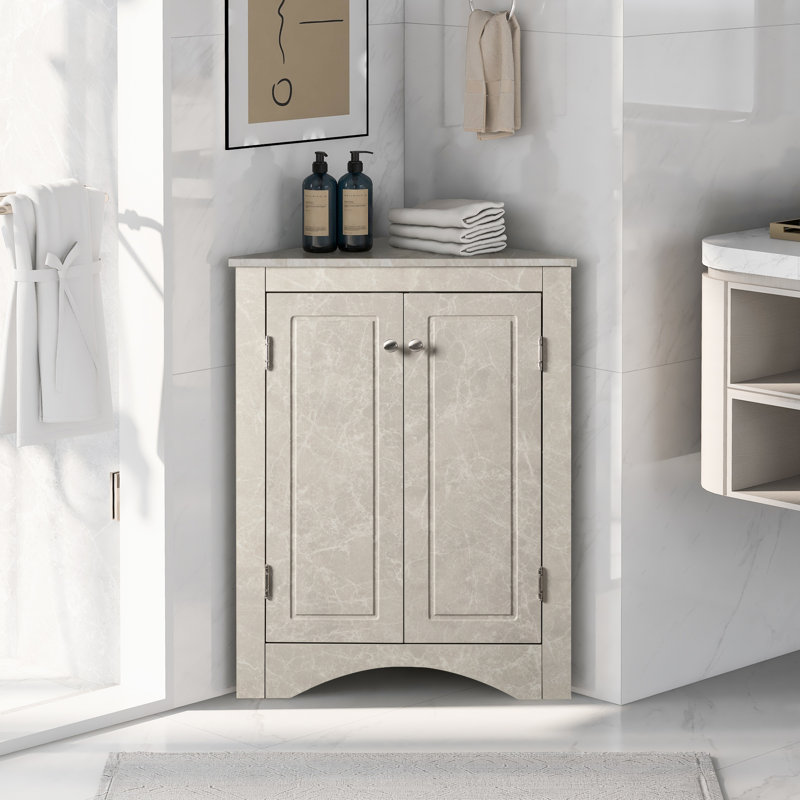 Wingman Freestanding Bathroom Cabinet, White Marble