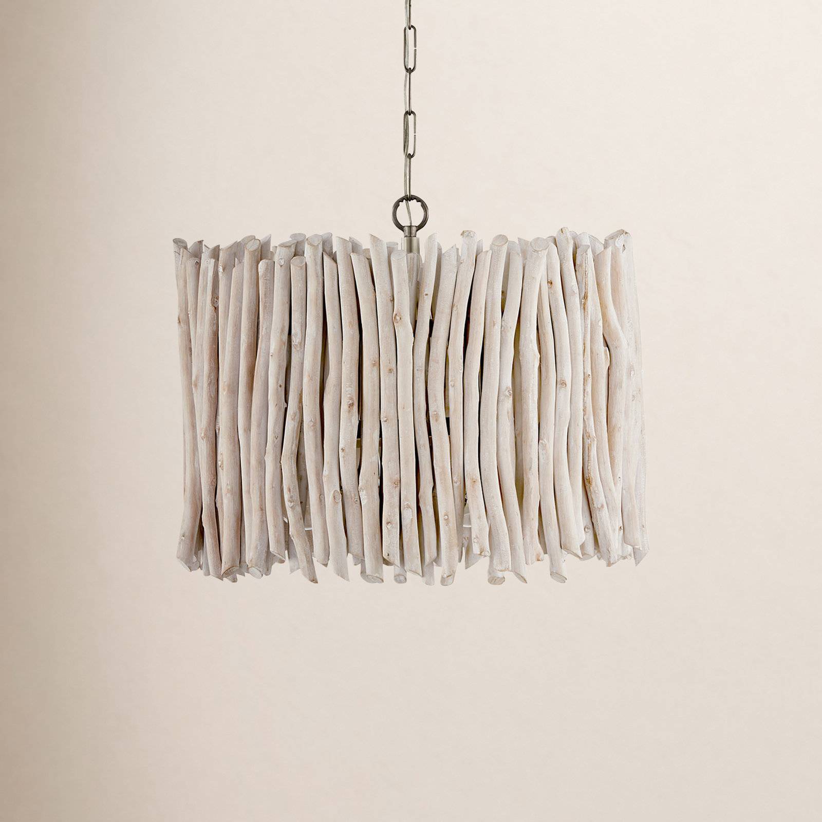 4 Light Solid Wood Dimmable Pendant