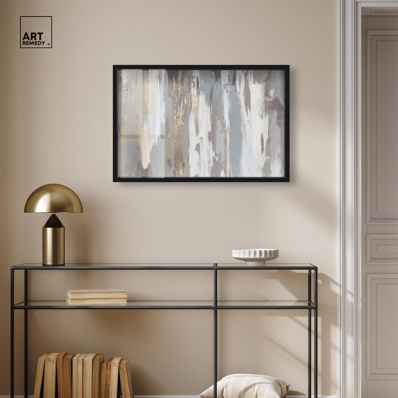 «Flooding Gold II Shadowbox», art mural Boho par Art Remedy, H 21 po x l 31 po, Noir
