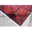 Tapis unique en laine noué à la main des années 1950 de 3 pi 7 po x 6 pi 9 po en rouge / bleu / orange