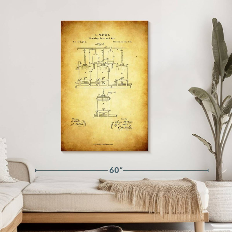 " Brewing Beer And Ale Patent ", 45" H x 30" W x 1.25" D