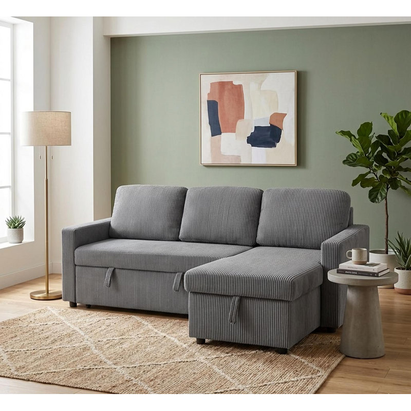 Tom  Grey Convertible Sectional Sofa Bed