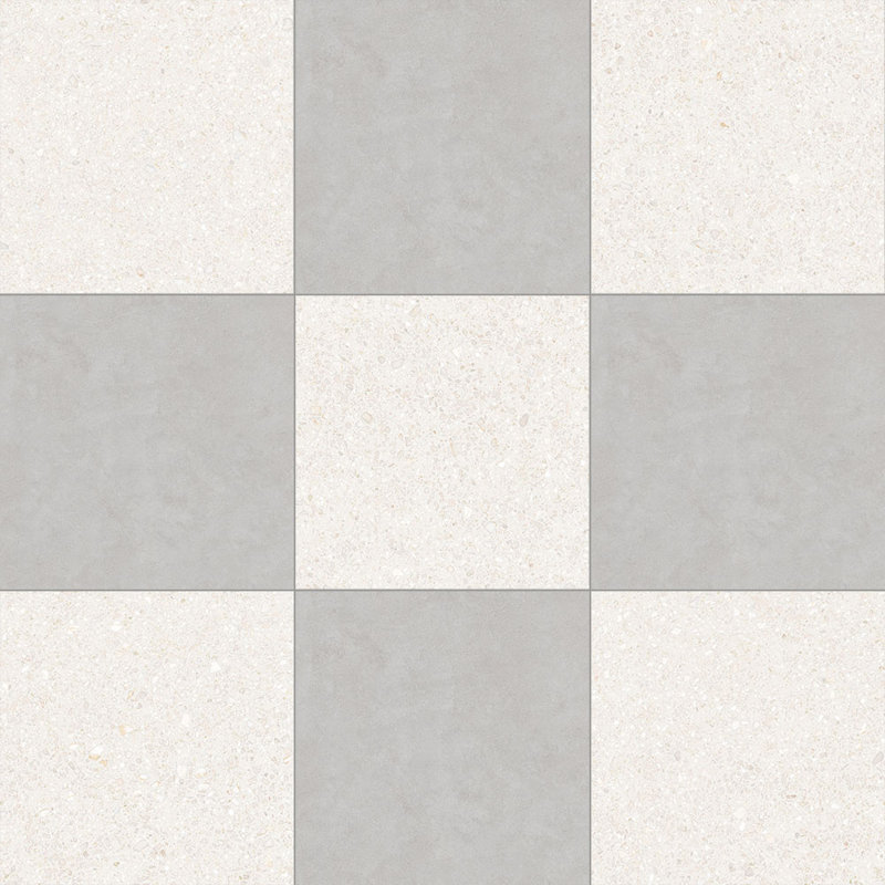 Lithos 12X12 Checkerboard Blanco And Cemento, Blanco/Cemento