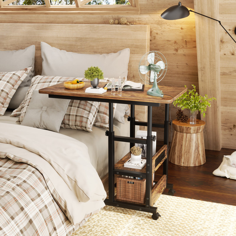 Swapan Adjustable Height C End Table, Brown