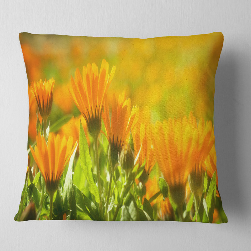 Marigold Flowers in Sunlight Pillow - Thumbnail 2