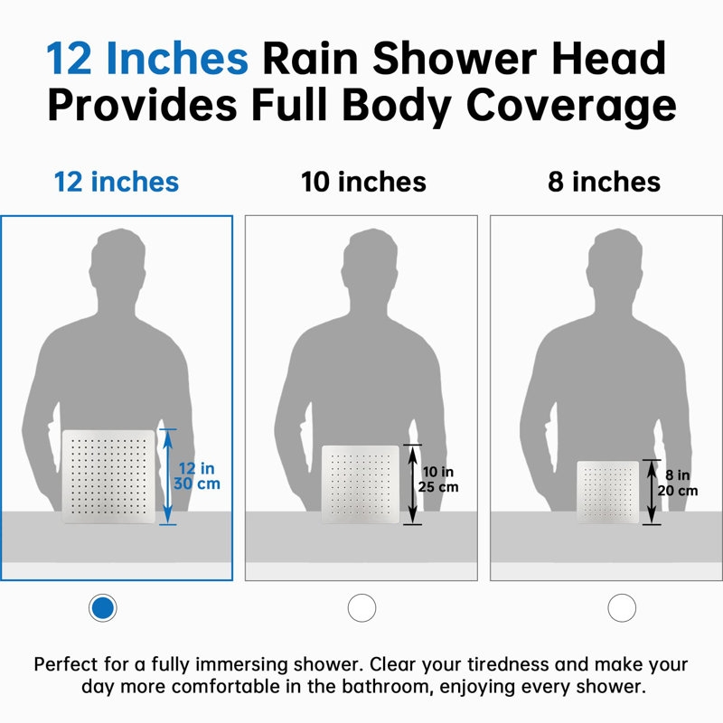 12 Inch Rainfall Shower Head, With Handheld Spray Combo,Adjustable Extension Arm, 3 Settings Diverter, 71 Inch Hose