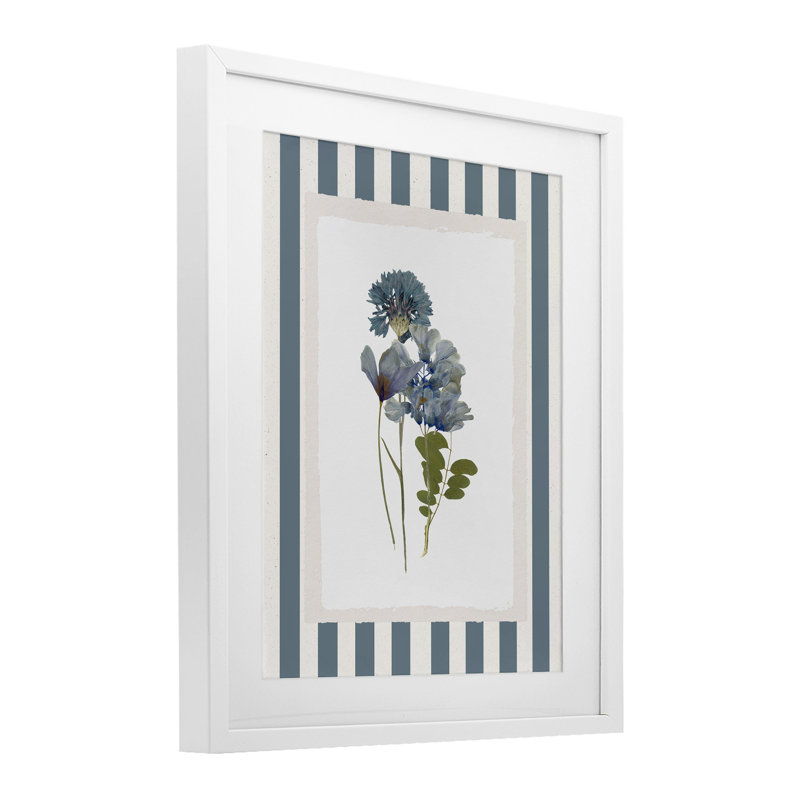 «Summer Memory Flowers», reproduction sous verre encadrée, design par Val Rhodes, H 16 po x l 13 po, Cadre blanc côtier