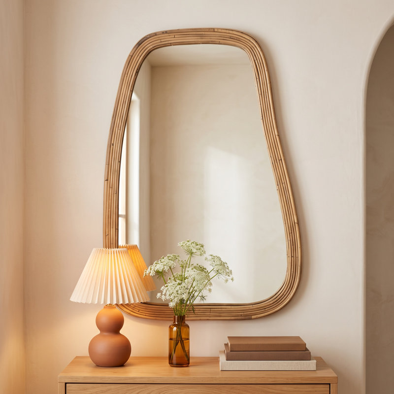 Miroir mural en rotin