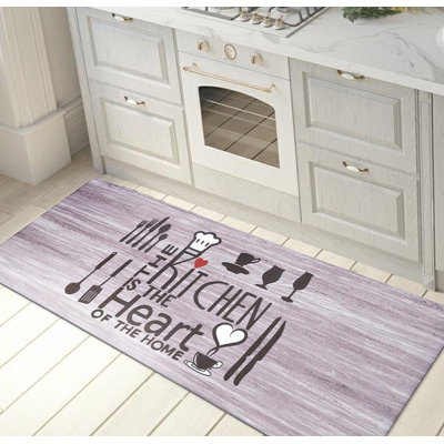 Akimi Coogee Kitchen Heart Anti-Fatigue Gray/White/Red Mat