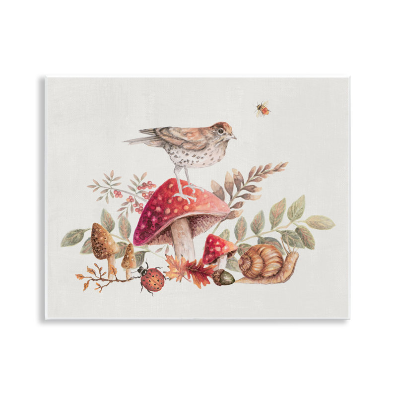 "Rustic Botanicals & Bird", art mural par Janice Gaynor