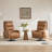 Genuine Leather Dual Motor Swivel Power Recliner With Power Headrest-2040360759