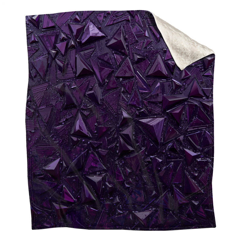 Purple Geometric Triangles Blankets, 60in W x 80in H