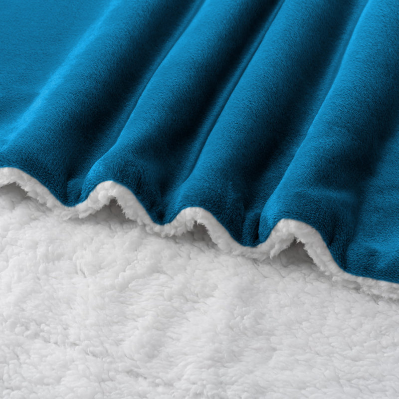 Joyan Extra Soft Sherpa Fleece Dual Sided Blanket, Teal, Super King