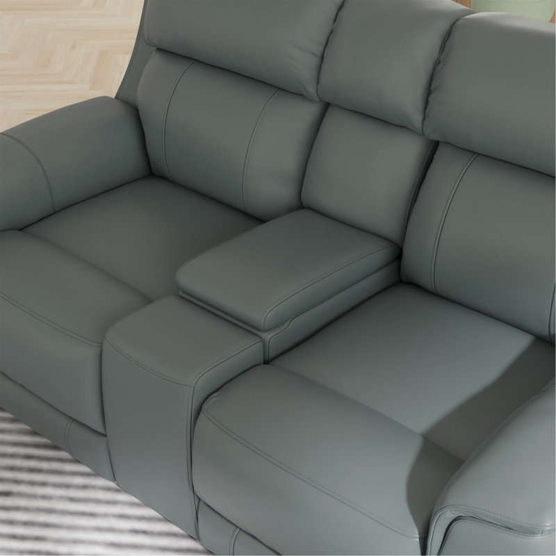 Causeuse inclinable électrique double avec console en saphir, Bleu