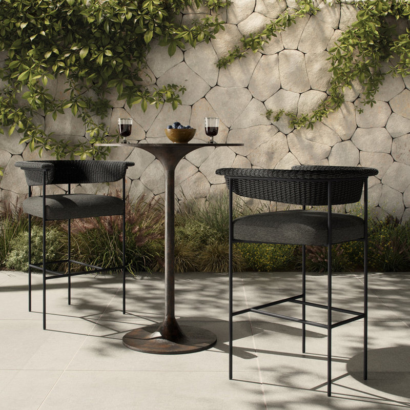 Carrie Outdoor Bar Stool, Brown, Beige, 30"
