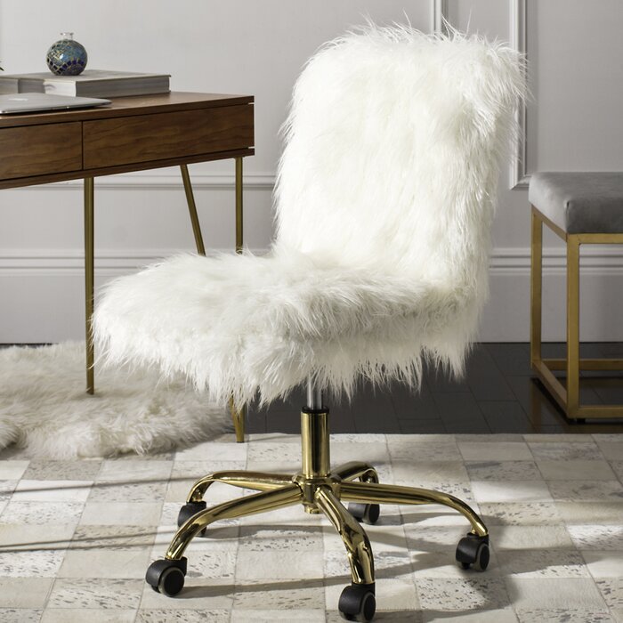 Everly Quinn Hamazasb Faux Fur Task Chair & Reviews | Wayfair