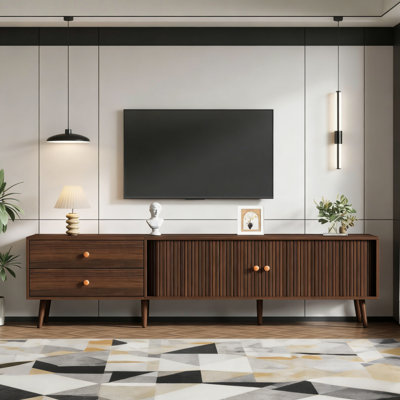 Unfinished TV Stand for TVs up to 77" with Fireplace Included