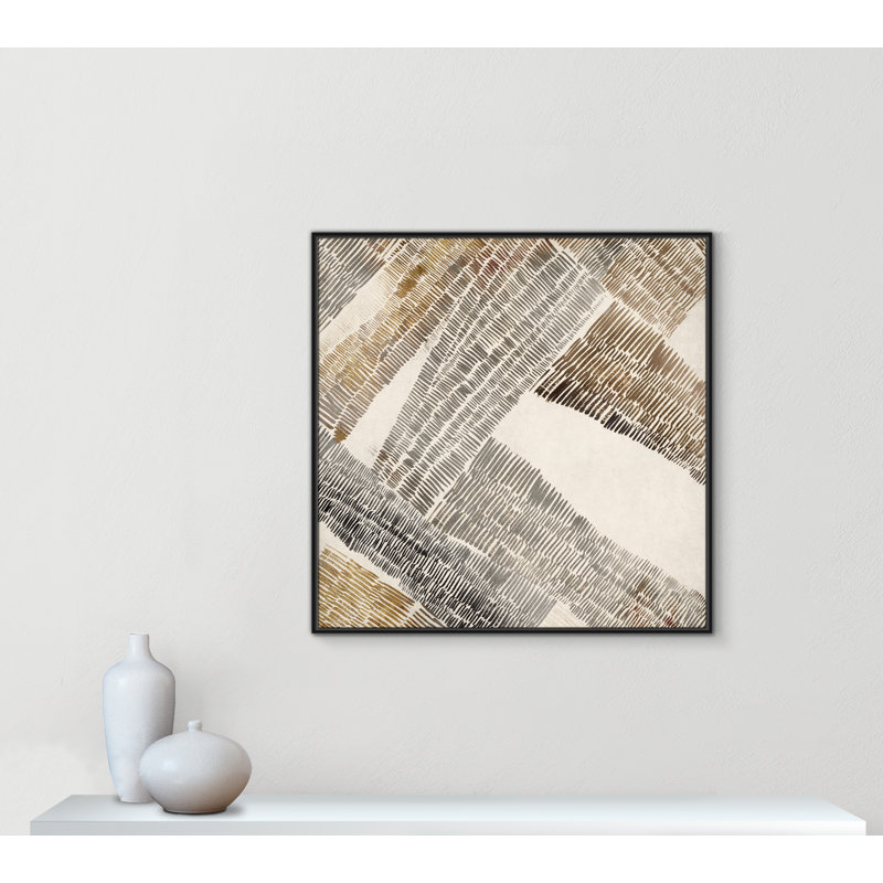 «Essence of Neutralité II» par Casa Fine Arts, Pas de tapis, Toile avec cadre flottant noir, H 41,5 po x l 41,5 po x P 2 po