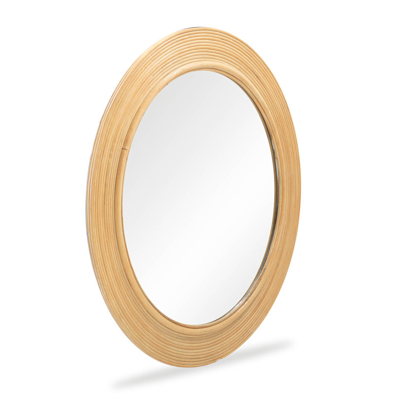 Miroir mural rond Tanya, Naturel