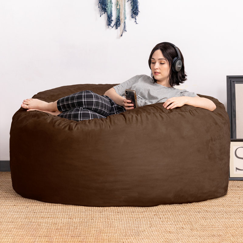 Grand fauteuil à billes 5 pi avec housse amovible Saxx, Microsuède chocolat