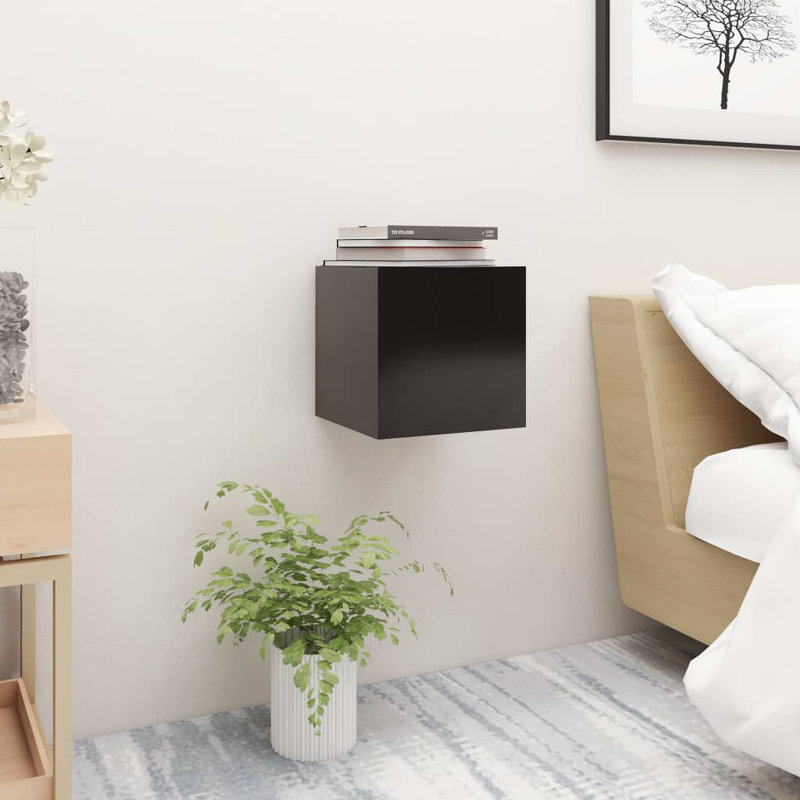 1/2x Bedside Cabinet Engineered Wood Nightstand Table Multi Colors, Black
