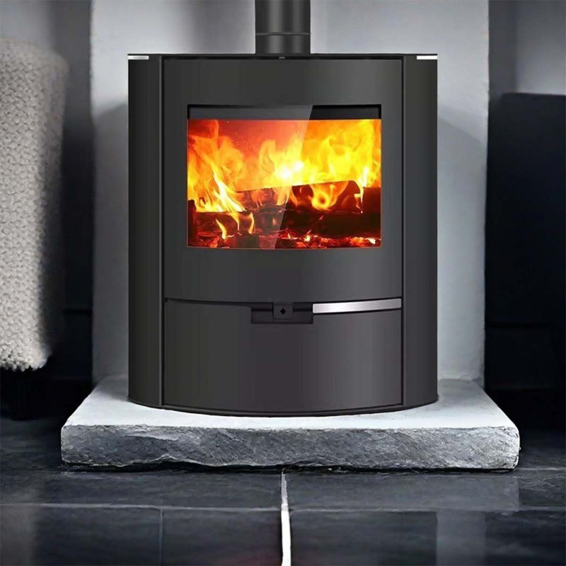 Oval domestic metal wood-burning fireplace