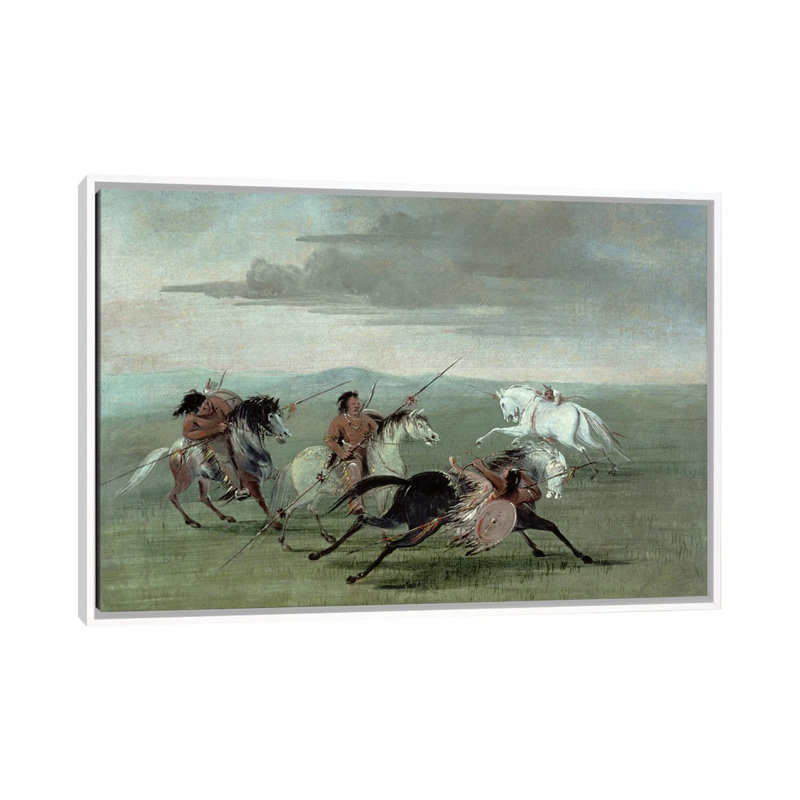 Commanche «Feats Of Martial Horsemanship», reproduction d'art sur toile encadrée, H 26 po x l 40 po, Blanc