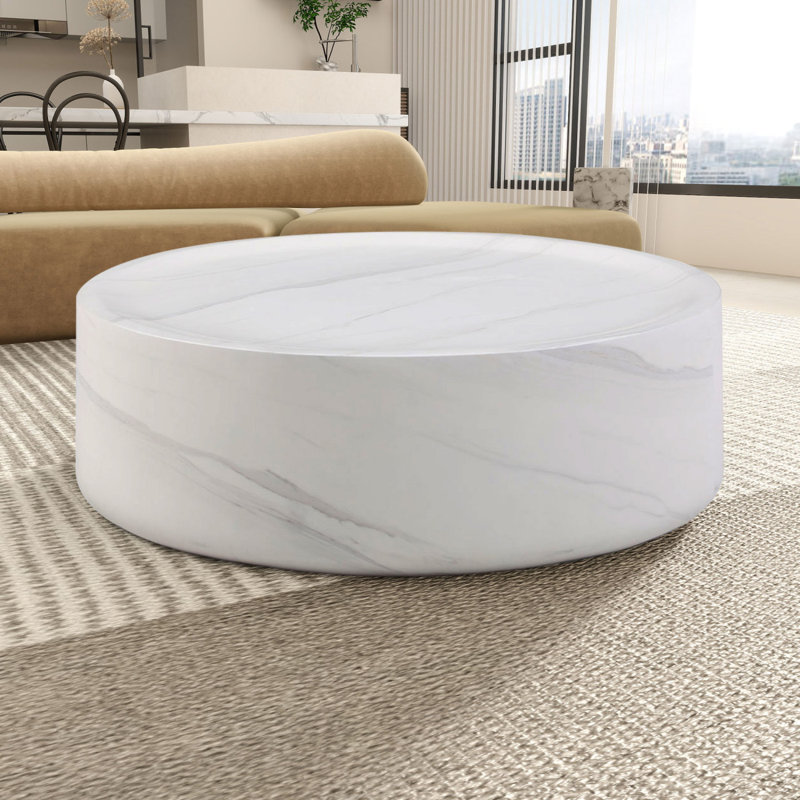 39,37 po Table basse ronde en fibre de verre robuste pour le salon, aucun assemblage requis.