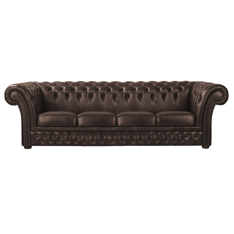 Tamico Genuine Leather Sofa, Brown, 4