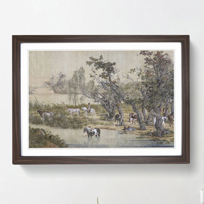 Horses by the Stream by Lang Shining - Framed Print