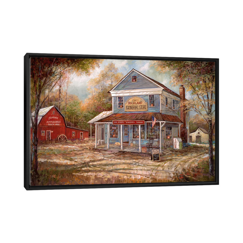 Richland General Store by Ruane Manning - Print, 18" H x 26" W x 1.5" D, Black Floater Framed Canvas, No Mat