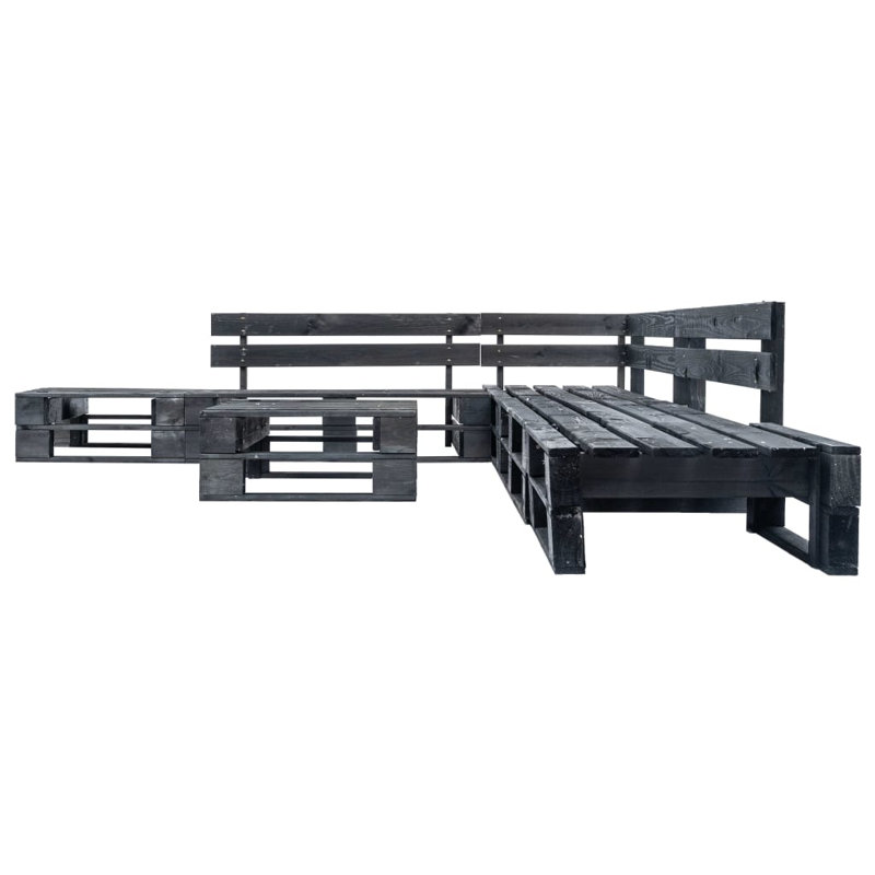 Morrisey 8 Seater Corner Sofa Set, Black