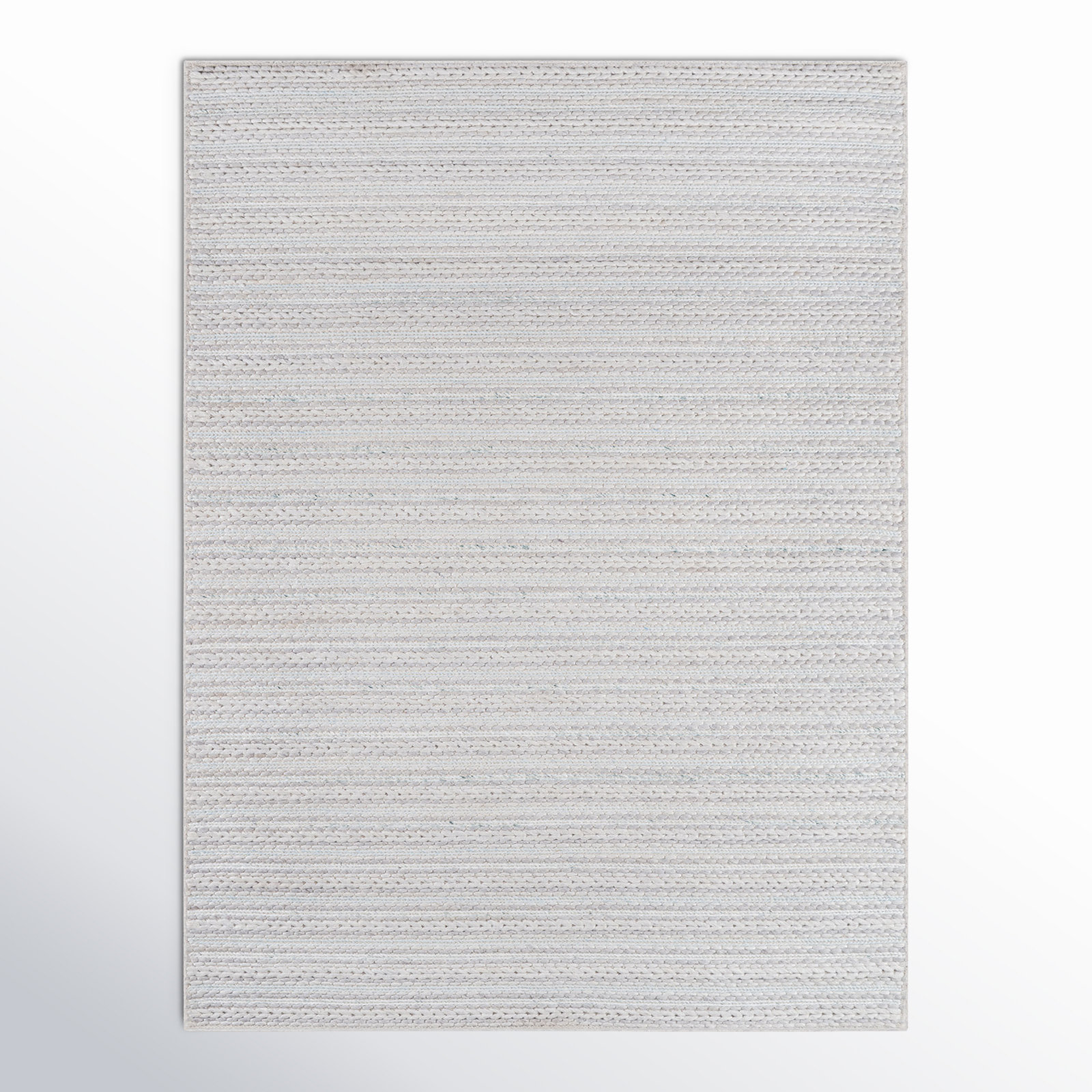 Kells Light Gray Light Blue Hand-Woven Striped Rug, Rectangle 2' x 3'