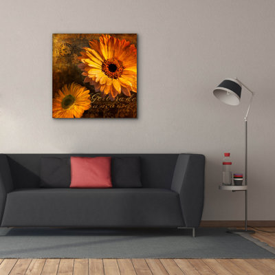 'Golden Gerbera 4' by Art Licensing Studio Canvas Wall Art