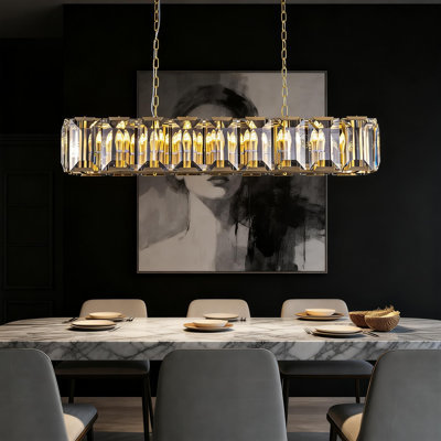 Lustre carré / rectangulaire à 18 lumières pour îlot de cuisine Nashrah