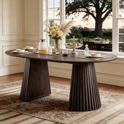Expandable oval dining table, farm dining table