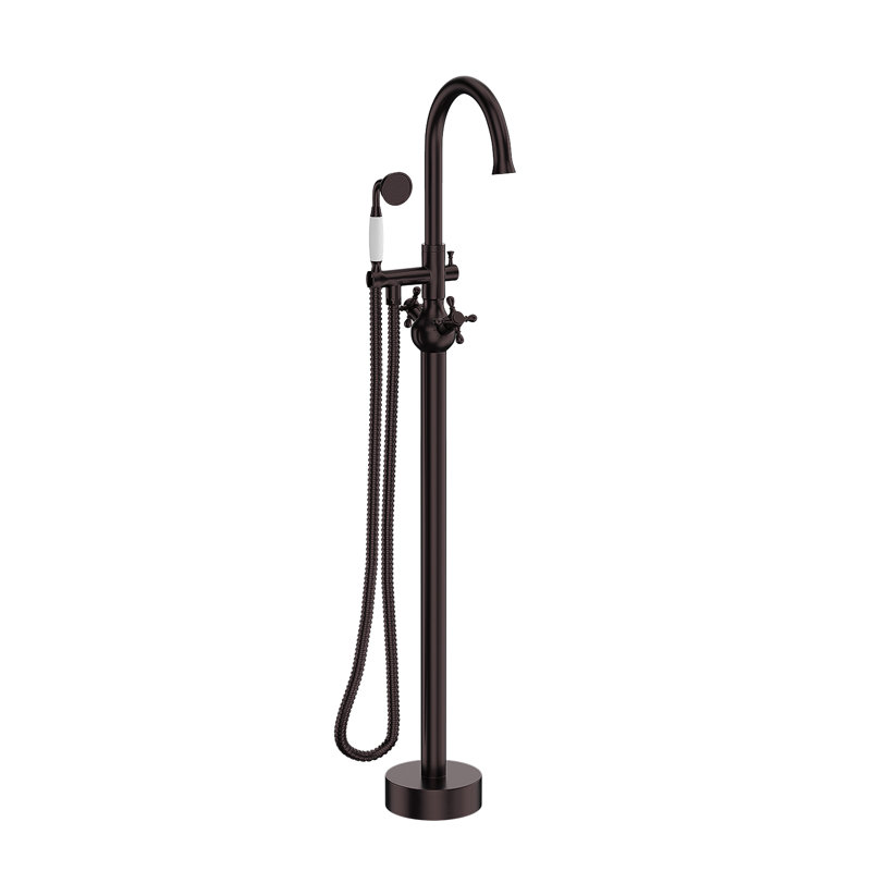 Robinet de baignoire autoportant avec douche à main en chrome, Bronze huilé