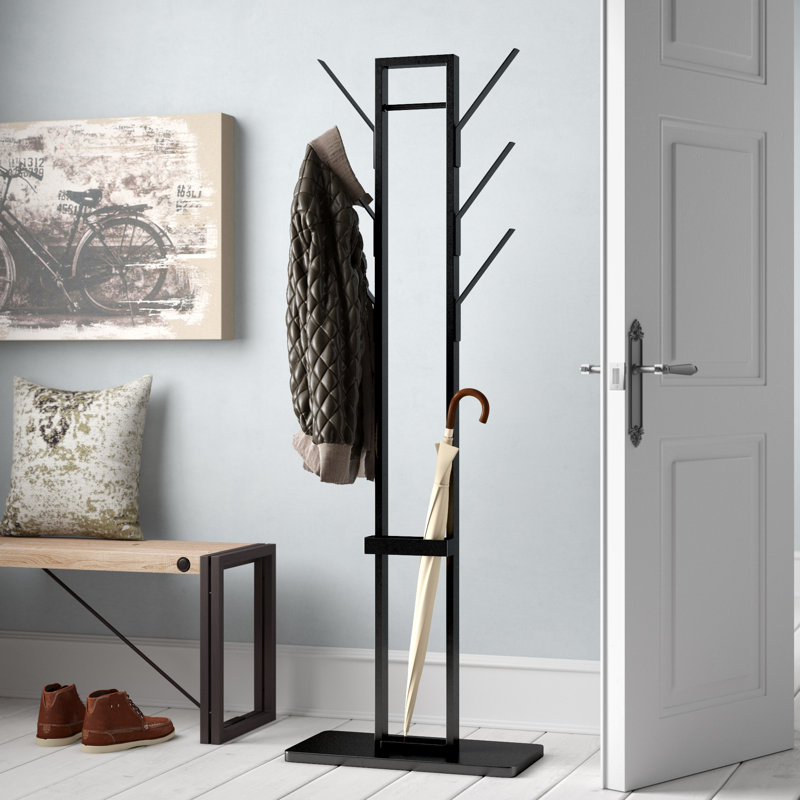Catron Steel Freestanding Coat Rack, Black