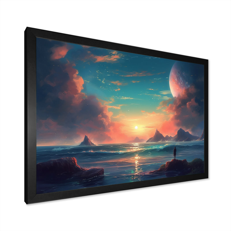 «Coastal Horizon I» sur toile, Cadre photo noir, H 16 po x l 32 po x P 1 po
